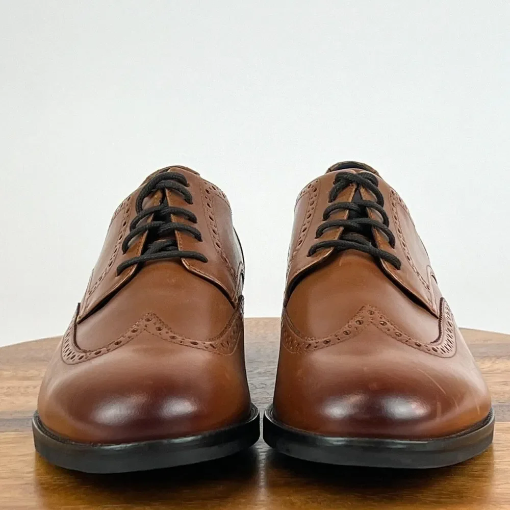 New Mens Cole Haan Grand Plus Brown Leather Wingtip Oxford Dress Shoes Size 11 W
